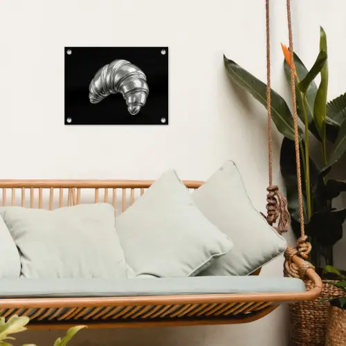 Croissant - Metaal - Zilver tuinposter los doek klein -sfeer7
