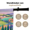 Landschap - Paars - Pastel - Huizen Wandkleed katoen klein -sfeer2