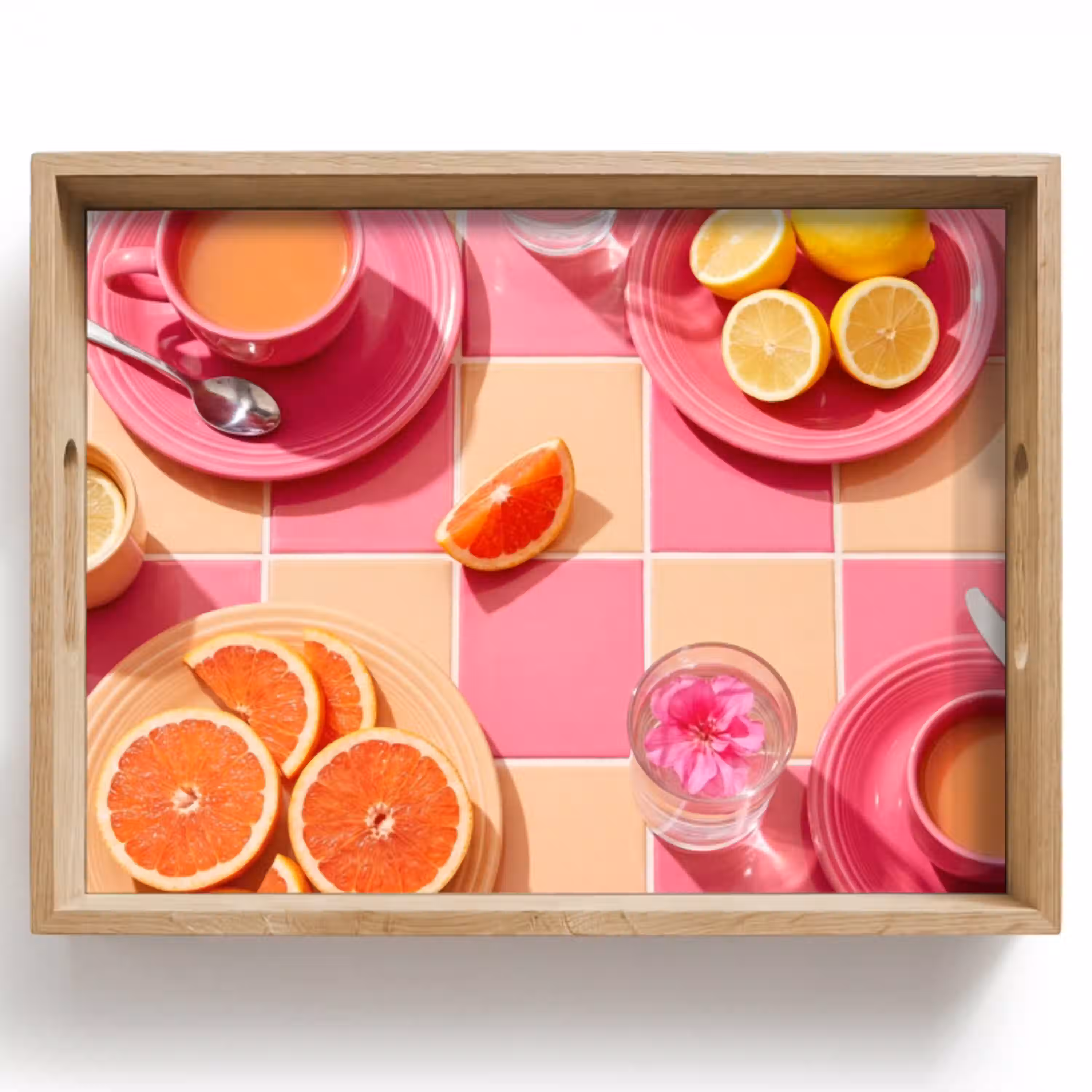 Eten - Citrusvruchten - Stillevens - Roze - Oranje Dienblad Rechthoek middel -z3d_shopping