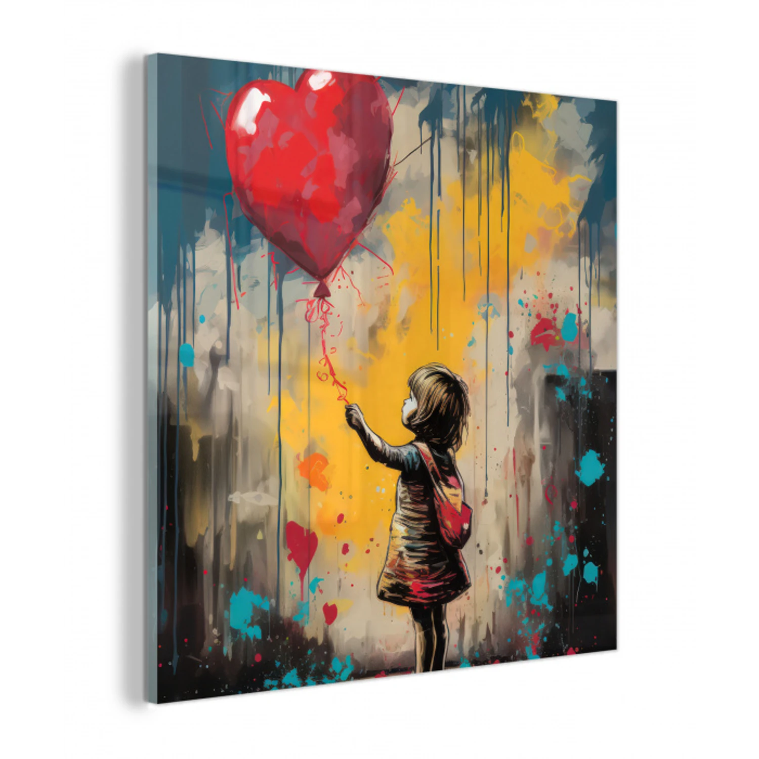 Meisje - Ballon - Hart - Graffiti plexiglas 5mm klein -z3d