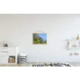 Kolibrie - Bloem - Natuur - Groen textielposter latten blank klein -kinderkamer