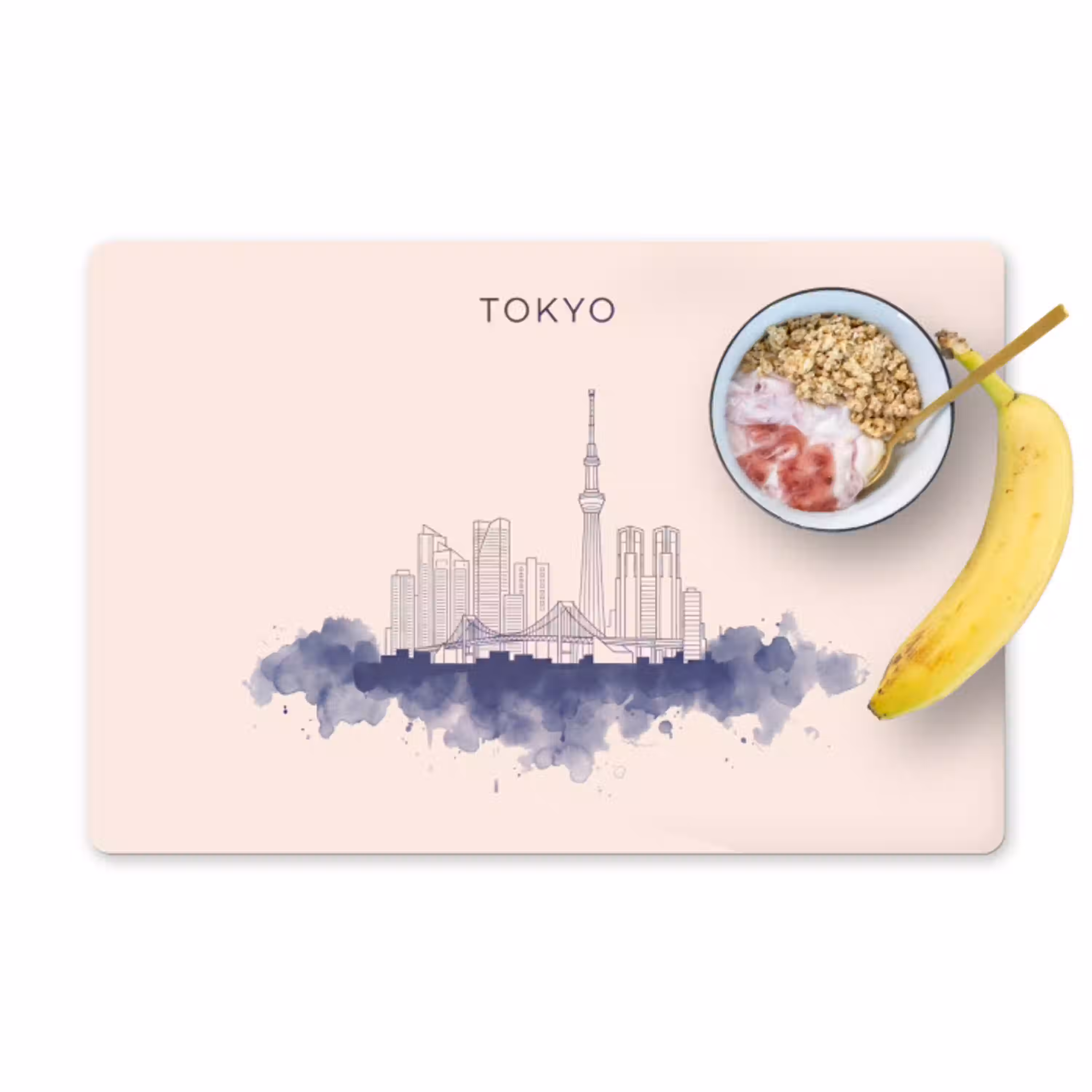 Tokyo - Skyline - Stad - Abstract - Blauw Placemat vinyl groot -zzzproduct_Kitchenyeah-website