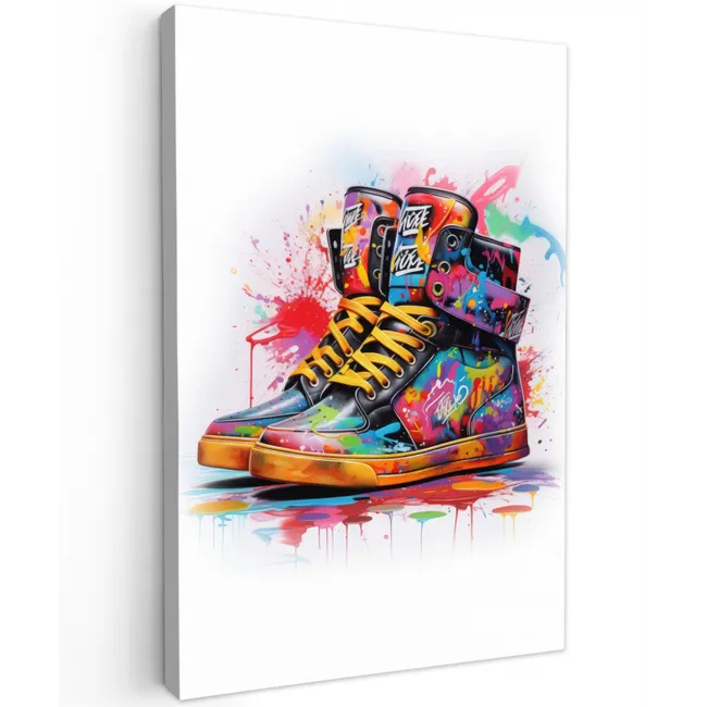 Schoenen - Graffiti - Wit - Kleuren canvas 2cm klein -z3d