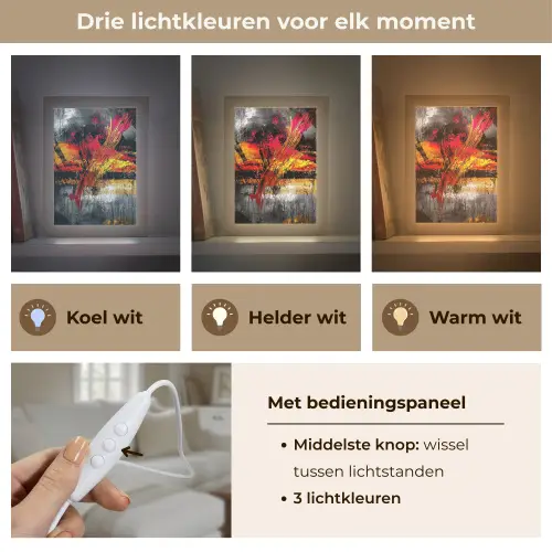 Kunst - Zwart - Abstract Light Box met kabel (Tafellamp) klein -USP_lichtkleurNL