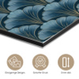 Patroon - Ginkgoblad - Blauw aluminium wit klein 46 -closeup_DE