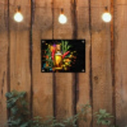 Olijfolie - Graffiti - Peper - Olijven - Modern tuinposter los doek klein -sfeer1