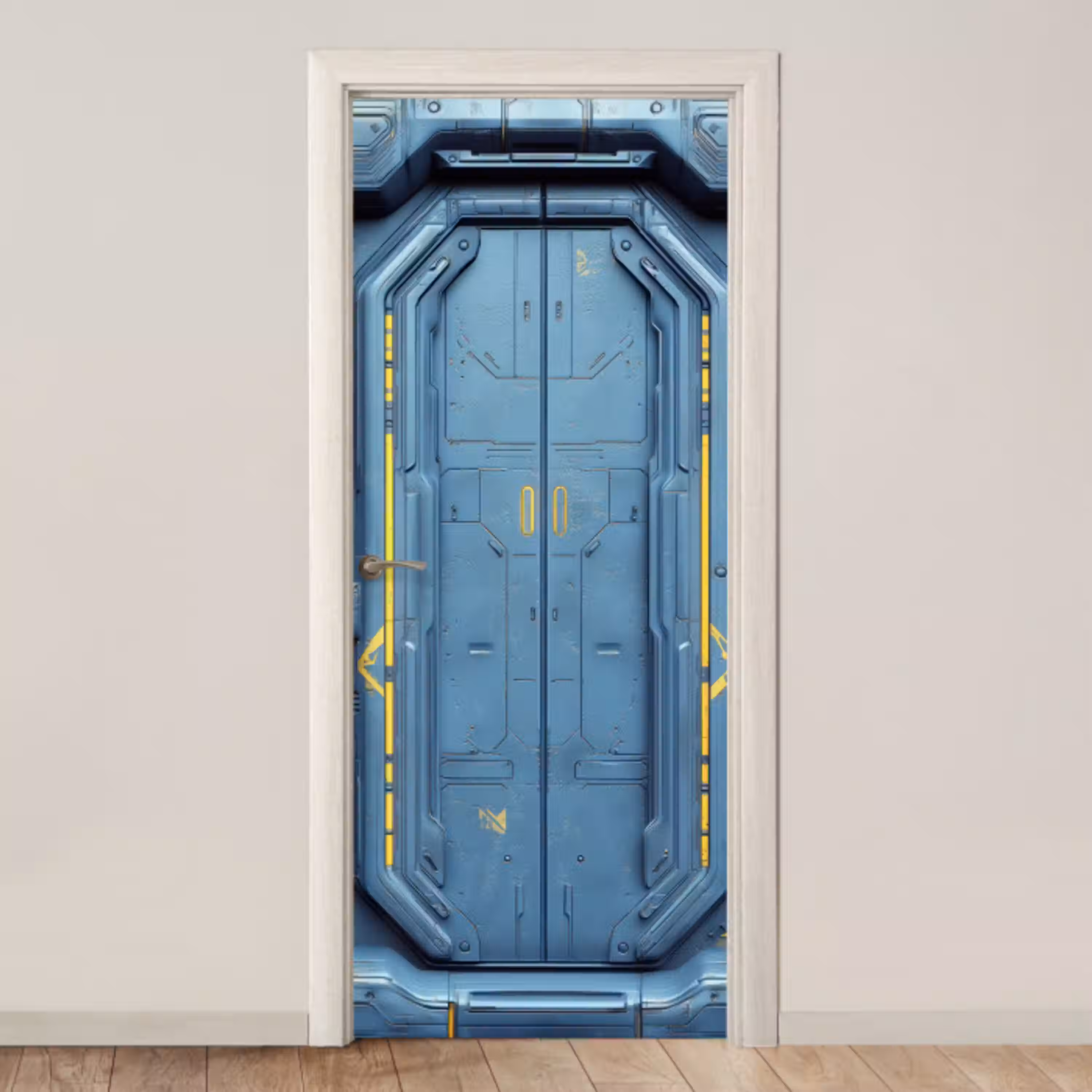 Deur - Futuristisch - Blauw deurposter klein -3d_beige