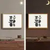 Japandi - Zwart - Abstract Light Box met batterij (Wandlamp) middel -sfeer3