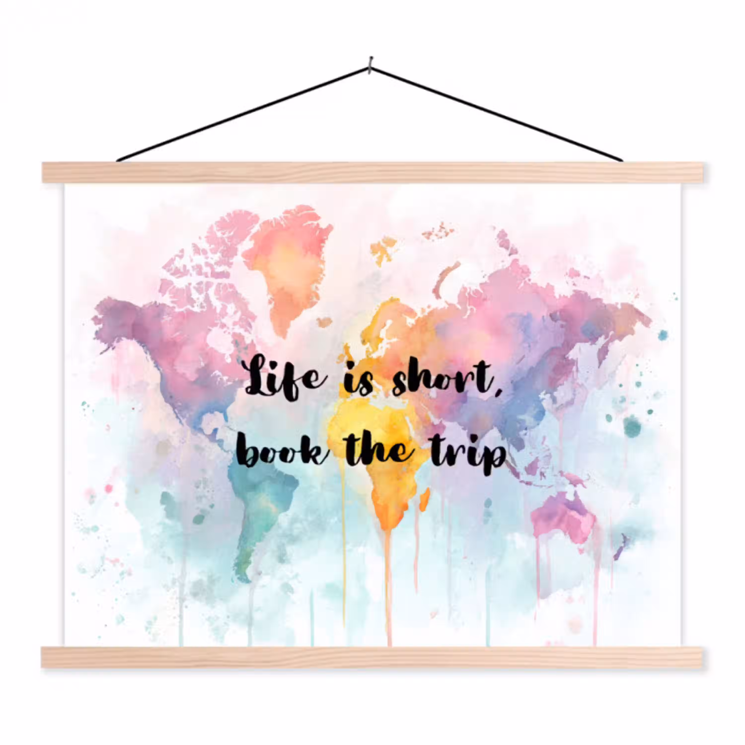 Pastelkleuren - Quote - Sierletters textielposter latten blank klein -3d