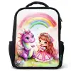 Meisje met paarse draak onder regenboog Rugzak - Zwart middel -3d