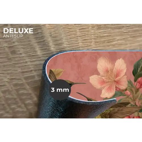 Kolibries - Bloemen - Groen - Roze Placemat vinyl groot -closeup