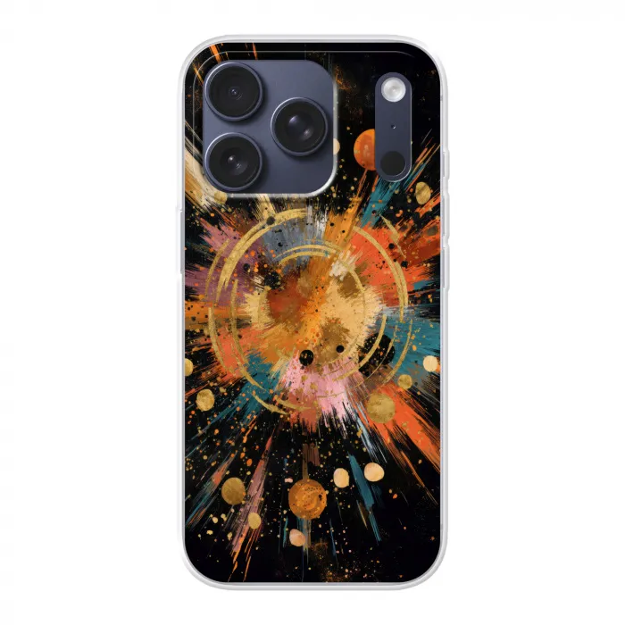 Explosie - Verfstructuur - Goud - Abstract Telefoonhoesje iPhone 17 Pro klein -3d
