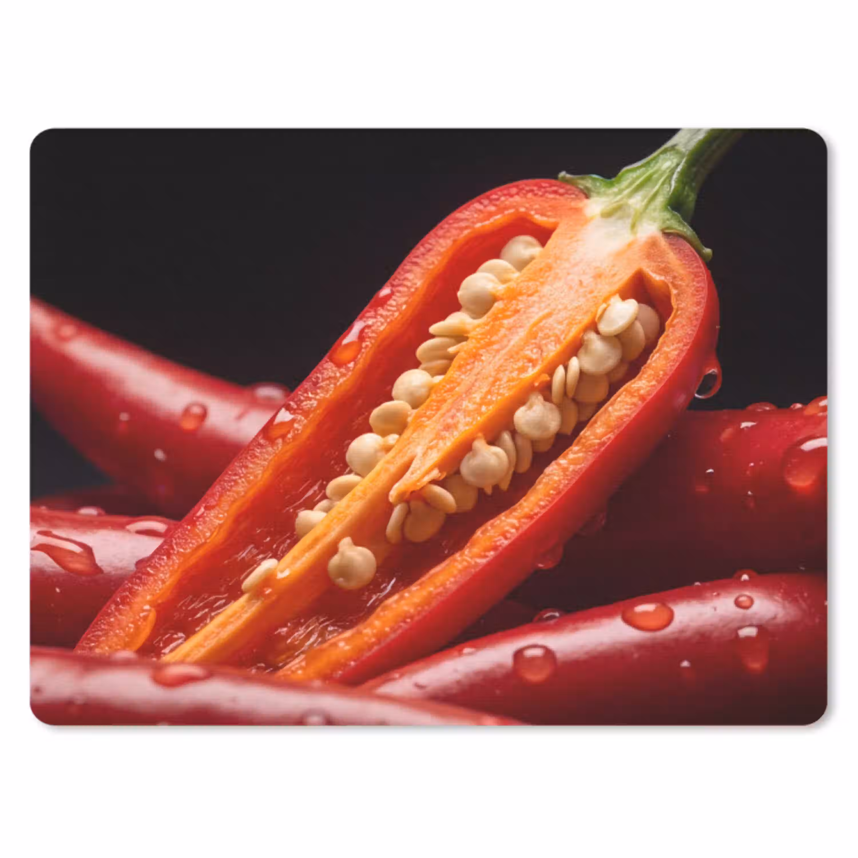 Chilipeper - Rood - Eten muismat rubber klein -3d