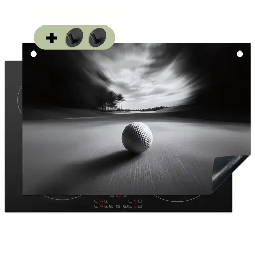Golfbal - Wazig - Zwart Inductie beschemer met haakjes klein -3d