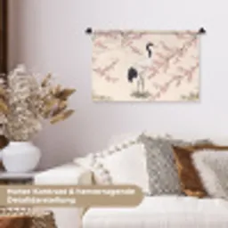Aziatisch - Kraanvogel - Beige Wandkleed katoen klein -tsfeer1_DE