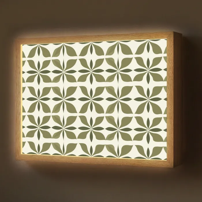 Botanisch - Retro - Groen Light Box met batterij (Wandlamp) middel 907 -z3d_website