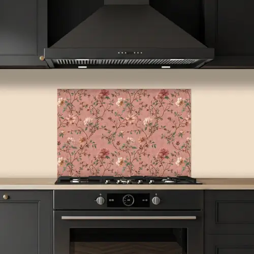 Botanisch - Bloemen - Roze keuken achterwand spatscherm klein 900 -sfeer1