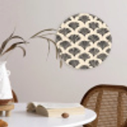 Waaiers - Botanisch - Zwart - Beige Wandcirkel kunststof plaat 5mm dik klein 188 -sfeer4