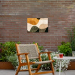Vormen - Okergeel - Abstract Tuinposter op houten frame 2 cm dik klein -sfeer3