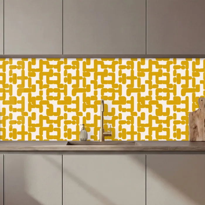 Geel - Beige - Patroon keuken achterwand 2 middel 871 zz_3dshopping