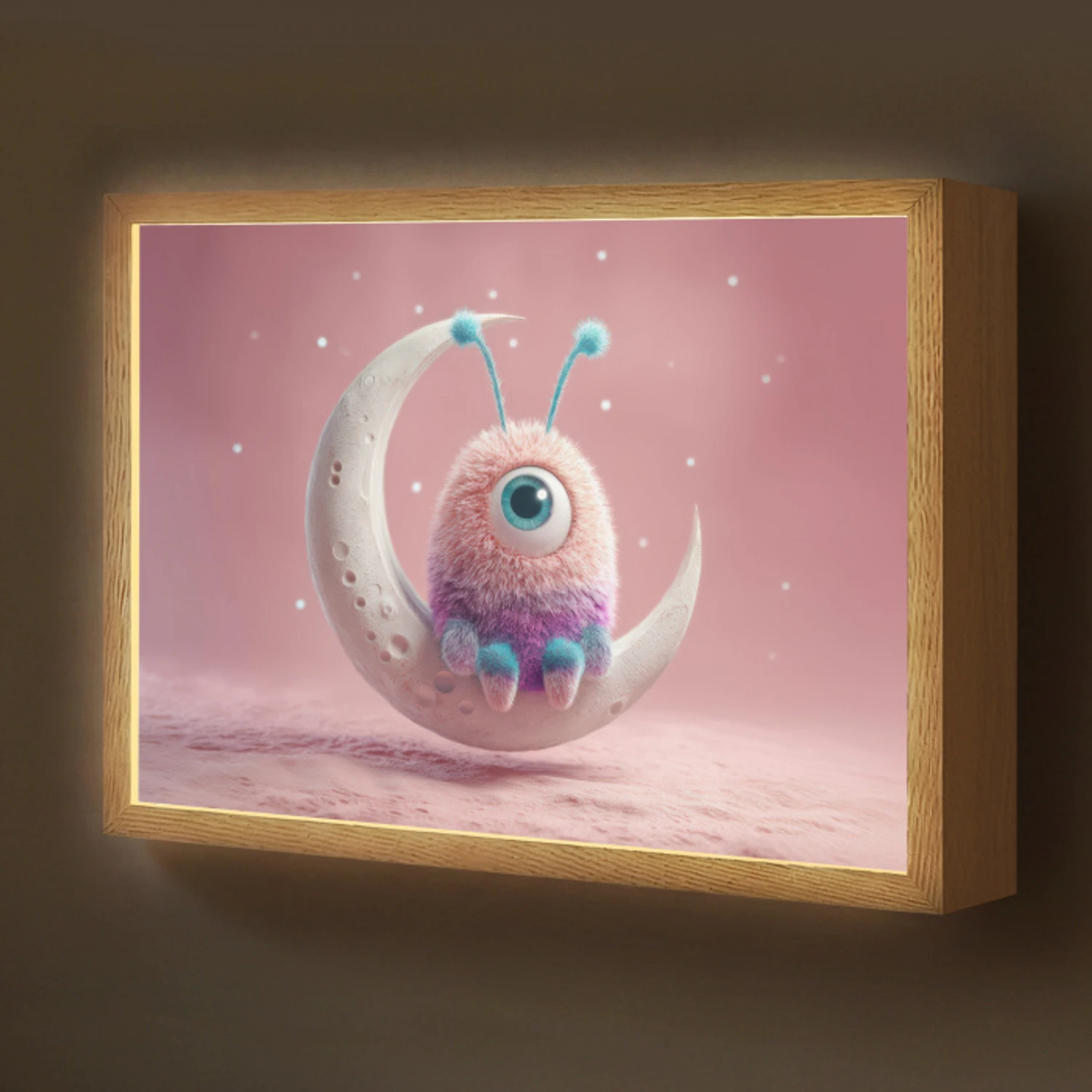 Maan - Monster - Roze Light Box met batterij (Wandlamp kind) middel -z3d_website