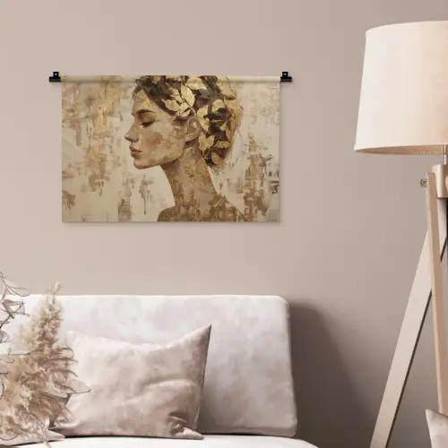 Vrouw - Goud - Abstract - Textuur Wandkleed katoen klein -sfeer4