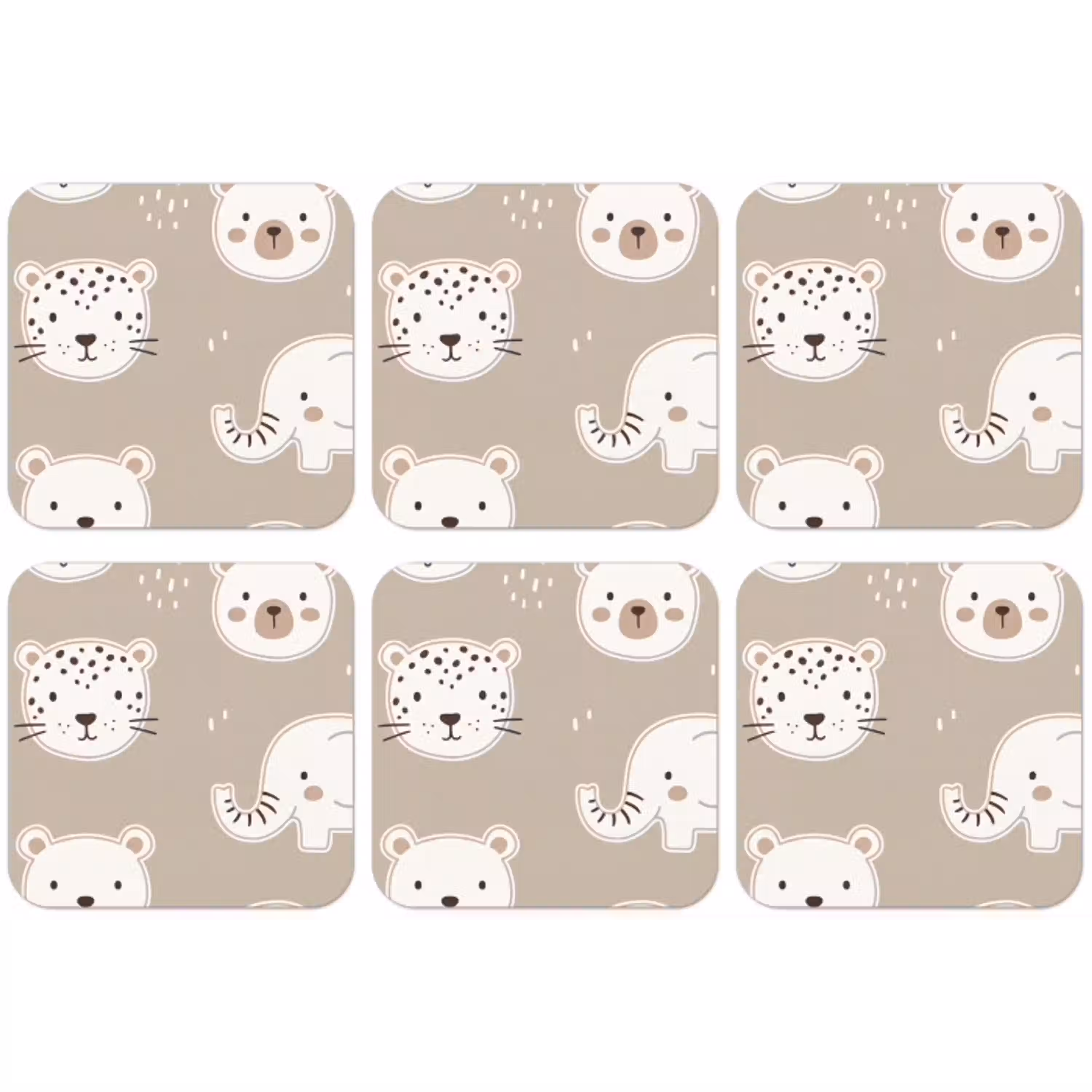Dieren - Patroon - Illustratie - Modern - Beige onderzetter kurk middel -zkaufland3dotto