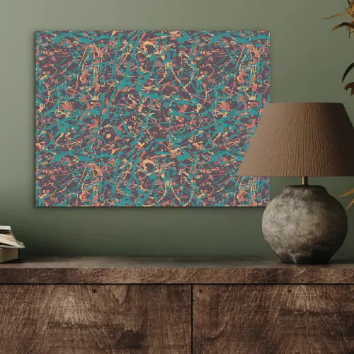 Spat - Abstract - Oranje - Groen PET vilt klein 837 -sfeer2