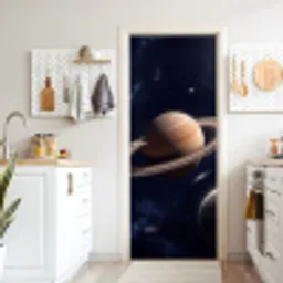 Planeten - Saturnus - Ruimte deurposter klein -sfeer5