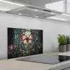 Vlinder - Roze - Bloemen - Bladeren keuken achterwand spatscherm klein -3d_schuin
