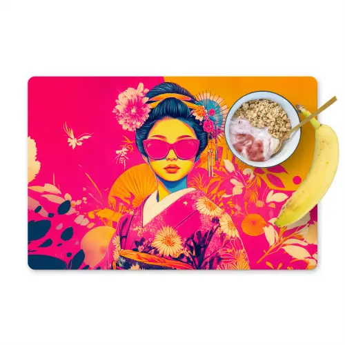 Vrouw - Zonnebril - Abstract - Oranje Placemat vinyl groot -zzzproduct_Kitchenyeah-website