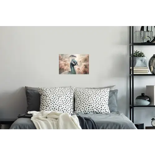 Pauw - Vogels - Bloemen - Boom - Botanisch Muursticker klein -slaapkamer