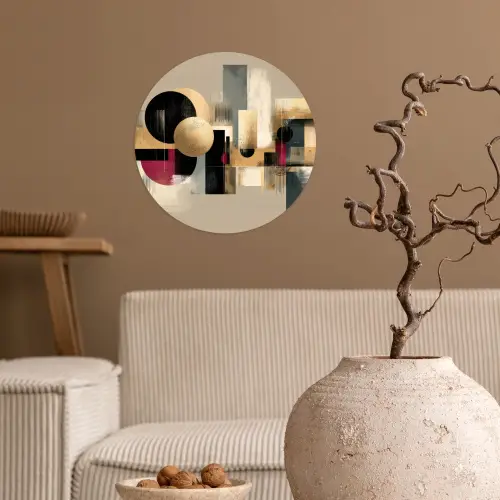 Abstract - Vormen - Beige - Texturen Wandcirkel behangsticker klein -sfeer1