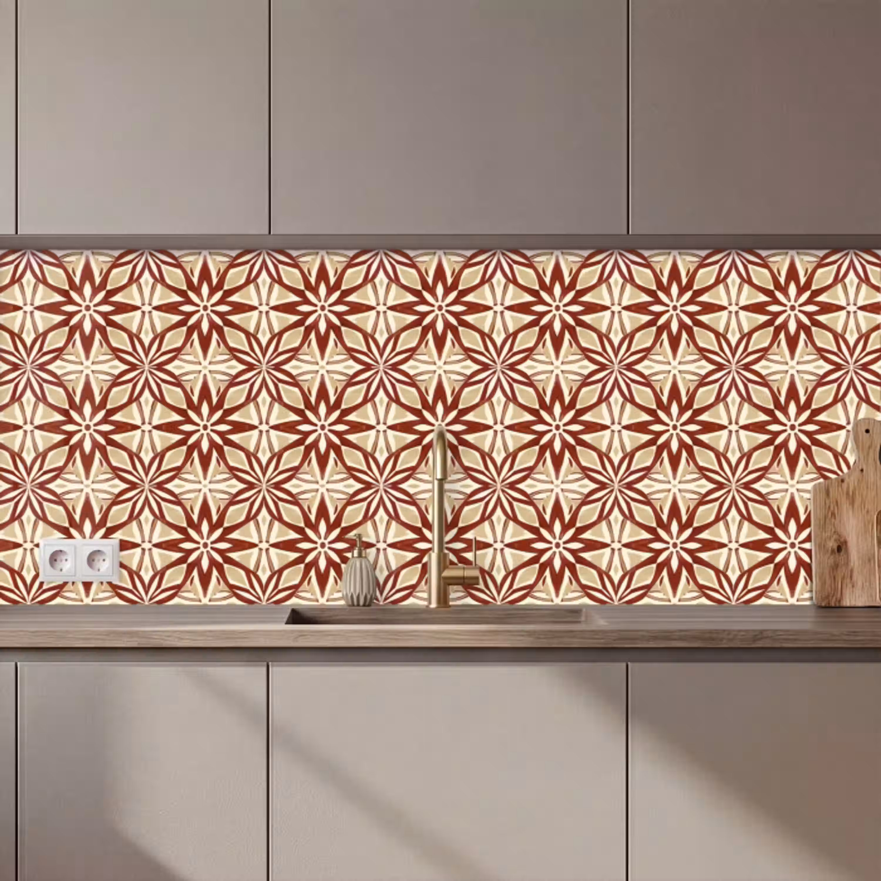 Bordeauxrood - Geometrisch - Tegel - Patroon keuken achterwand 2 middel 871 zz_3dshopping
