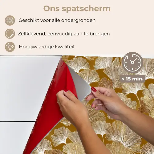 Ginkgo - Bladeren - Goud keuken achterwand spatscherm klein 900 -spatscherm_NL