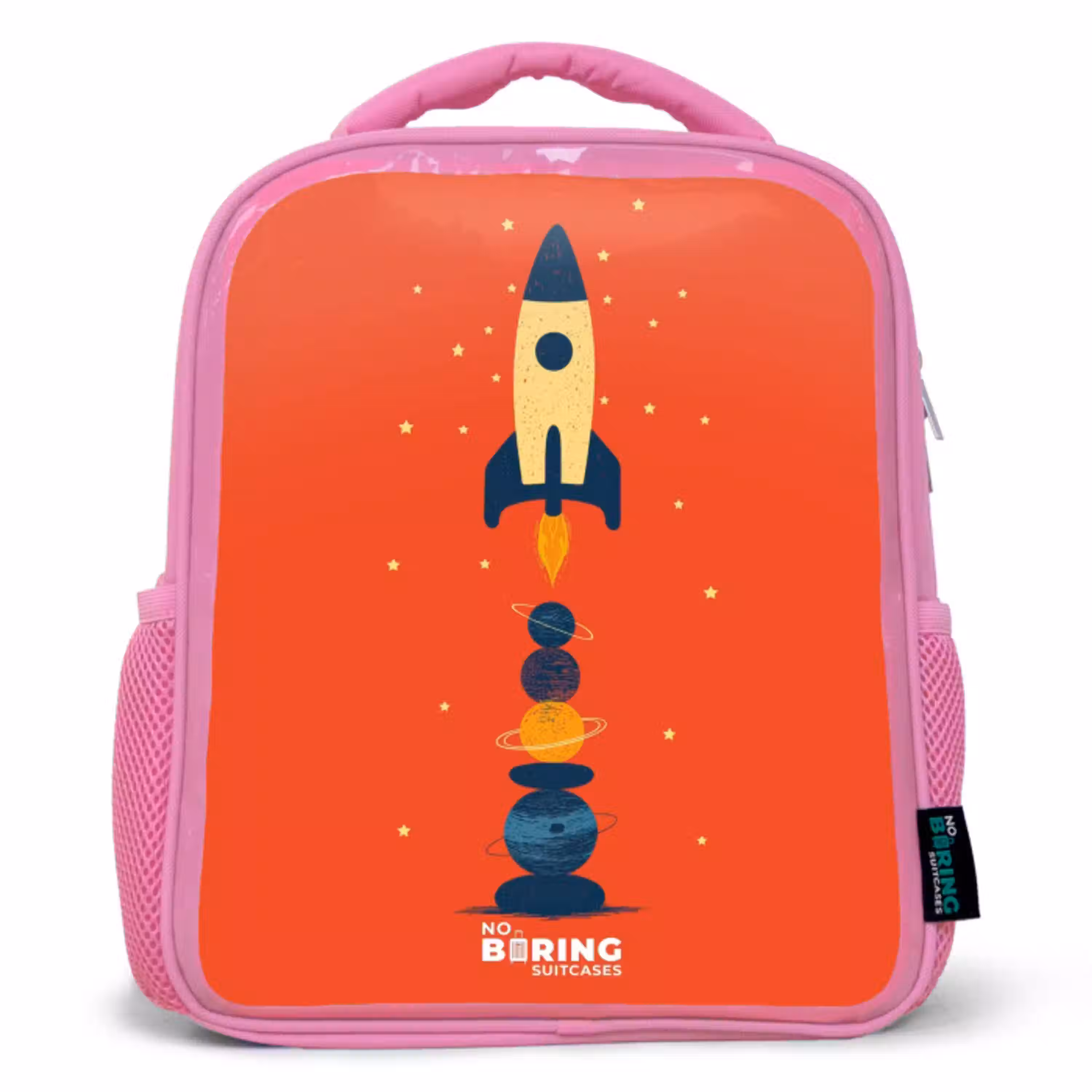 Raket - Sterren - Planeten Kinderrugzak - Roze middel -3d