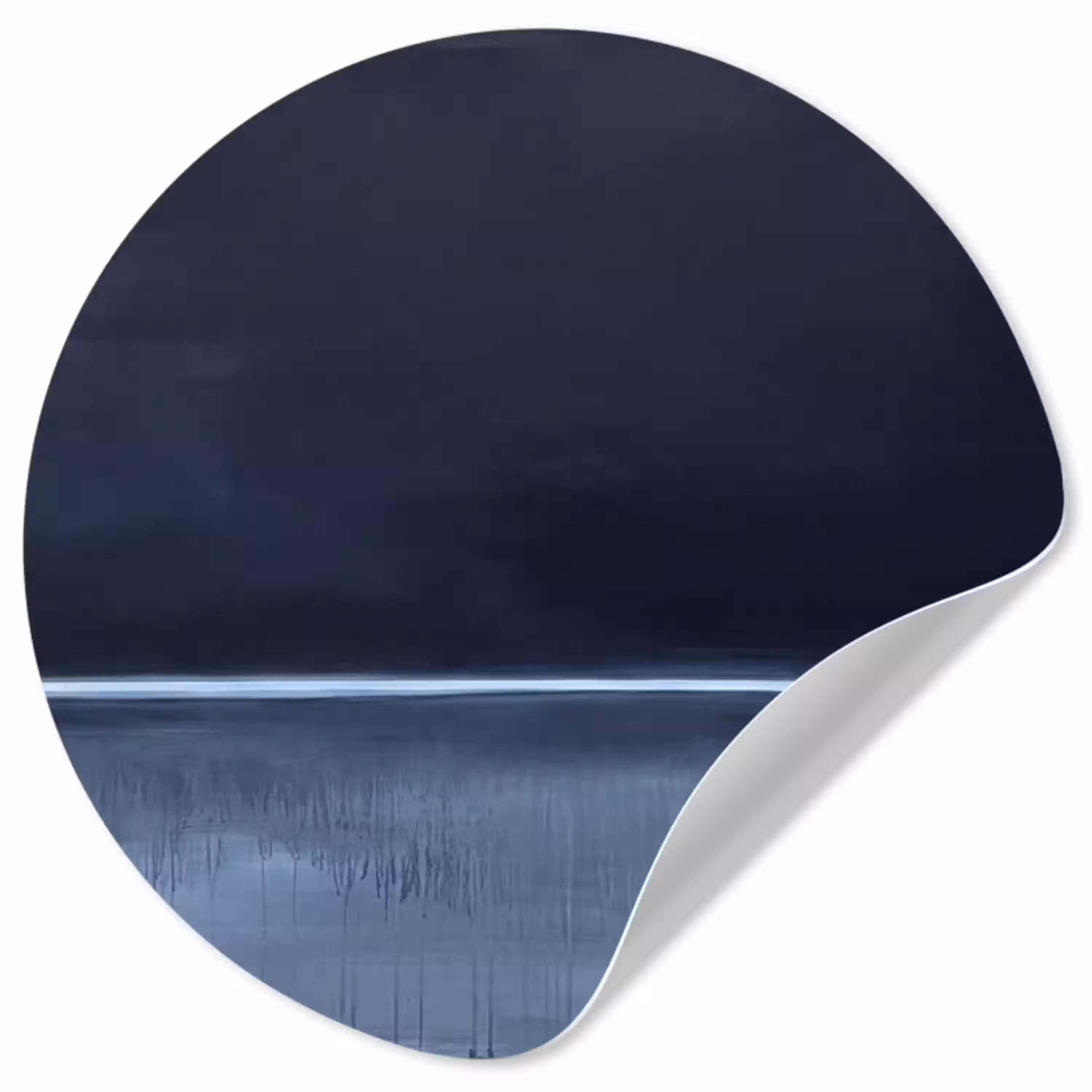 Abstract - Horizontale lijn - Minimalistisch - Donkerblauw - Kunst Wandcirkel behangsticker klein -3d