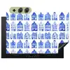 Patroon - Huizen - Blauw Inductie beschemer met haakjes klein 777 -3d