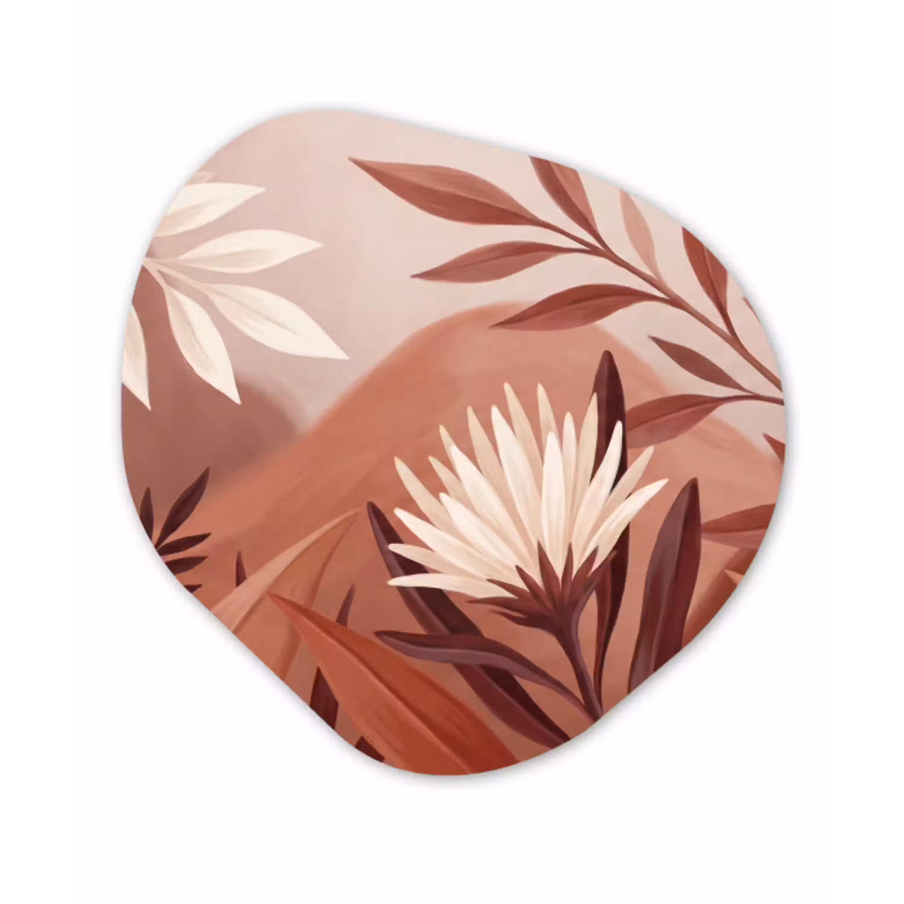 Planten - Bladeren - Botanisch - Modern - Bruin Wandcirkel Organisch Aluminium middel -3d