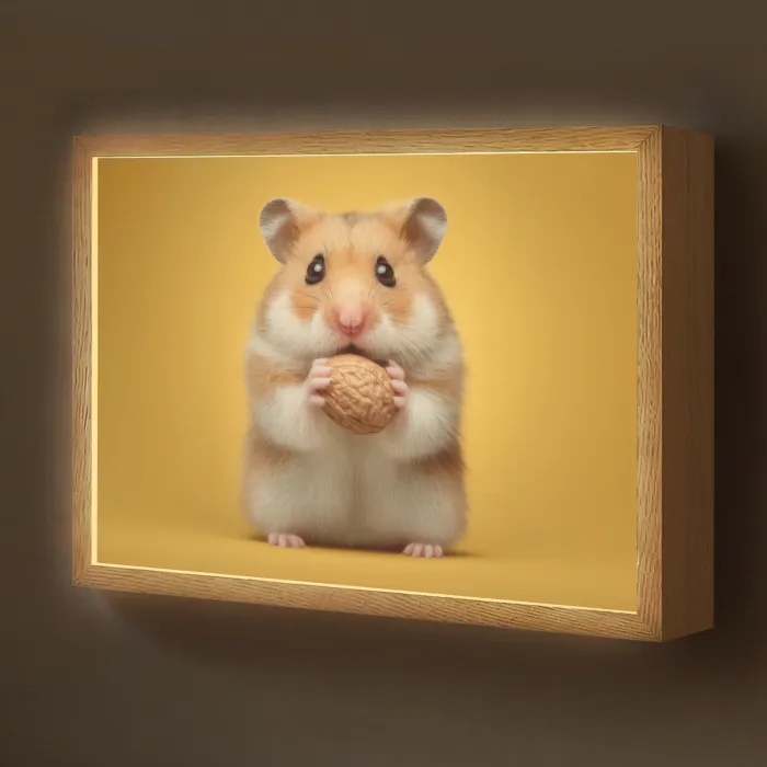 Hamster - Nootje - Geel - Knaagdier Light Box met batterij (Wandlamp kind) middel -z3d_website