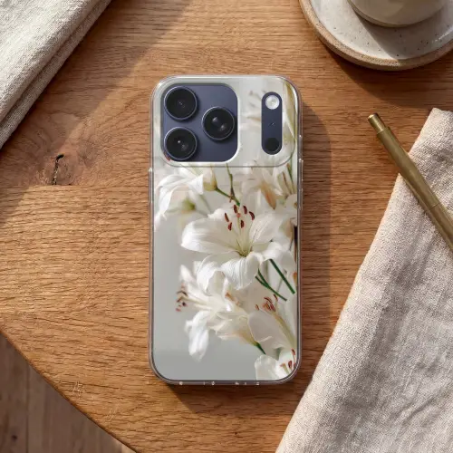 Lelies - Boekte - Wit - Meeldraden Telefoonhoesje iPhone 17 Pro klein -sfeer1