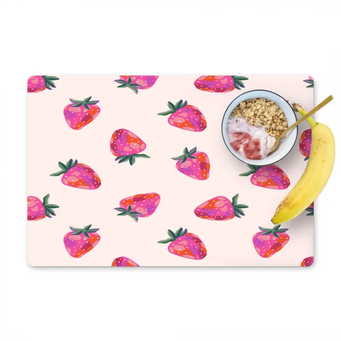 Aardbeien - Rood - Roze - Patroon Placemat vinyl groot 368 -zzzproduct_Kitchenyeah-website