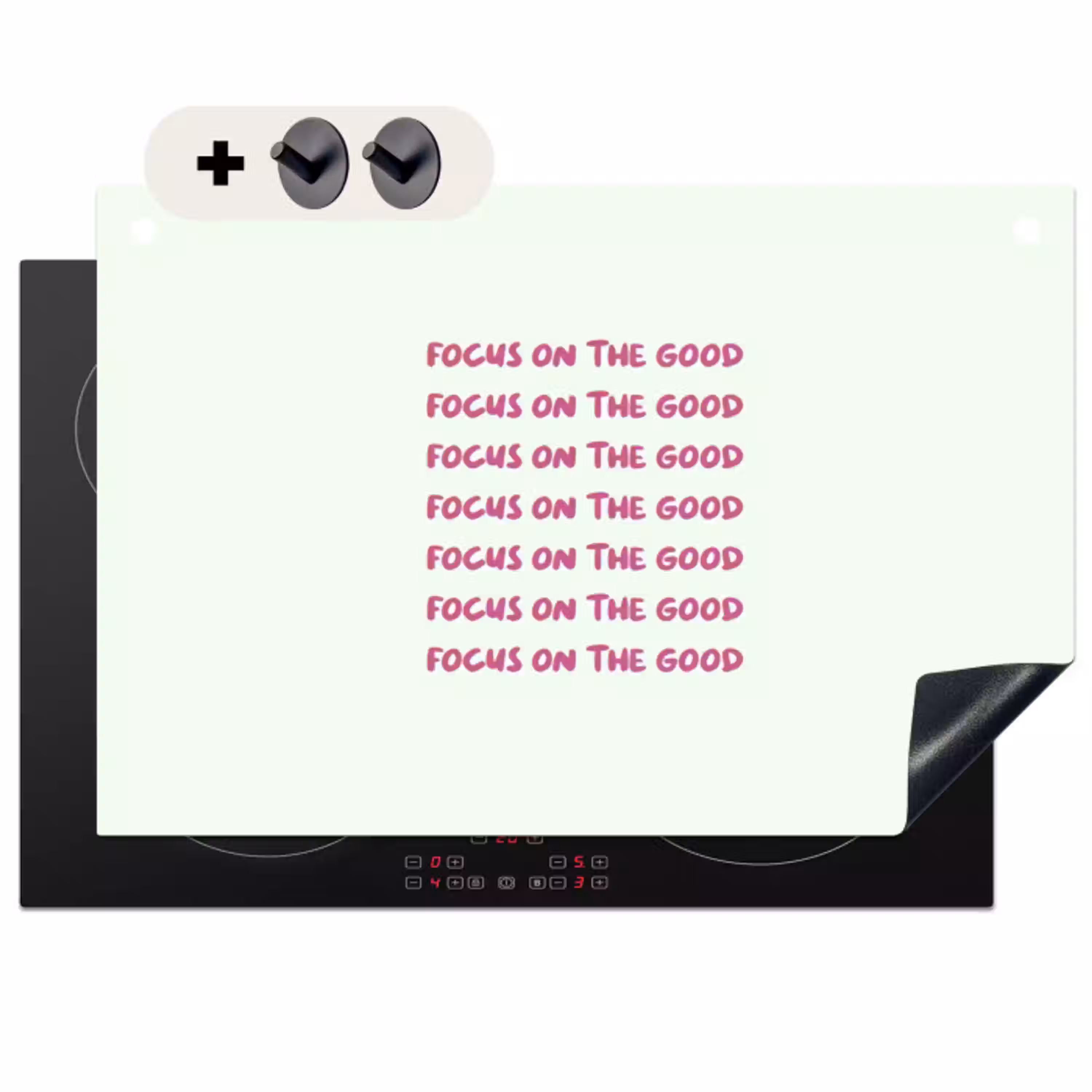 Focus on the good - Roze Inductie beschemer met haakjes klein -3d