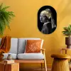 Meisje met de parel - Johannes Vermeer - Goud Wandcirkel Ovaal Forex klein -sfeer4