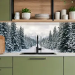 Weg - Sneeuw - Naaldbos - Winter - Avontuurlijk keuken achterwand 2 middel -sfeer3