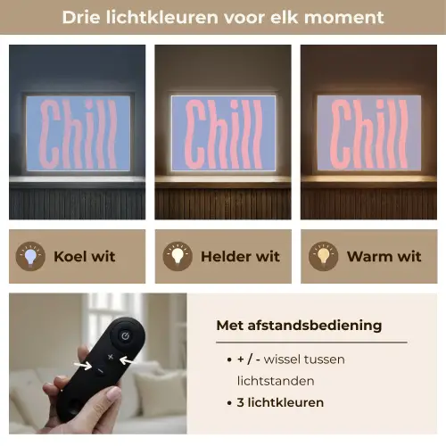 Chill - Roze - Blauw - Golvend Light Box met batterij (Wandlamp) middel -USP_lichtkleurNL