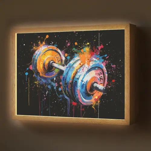 Graffiti - Sport - Fitness - Dumbbell - Gym Light Box met batterij (Wandlamp) middel -z3d_website
