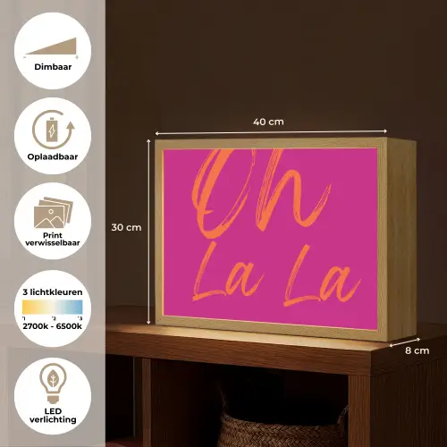 Oh la la - Oranje - Roze Light Box met batterij (Wandlamp) middel -USP_websiteoverzichtNL