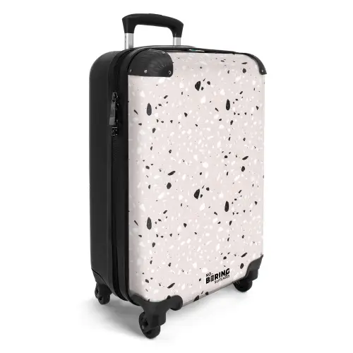 Terrazzo patroon beige met zwart en wit NBS - Handbagage koffer - Volwassenen Unisex middel -productfoto_3d