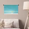 Strand - Blauwe lucht - Geel - Parasol Wandkleed katoen klein -sfeer4